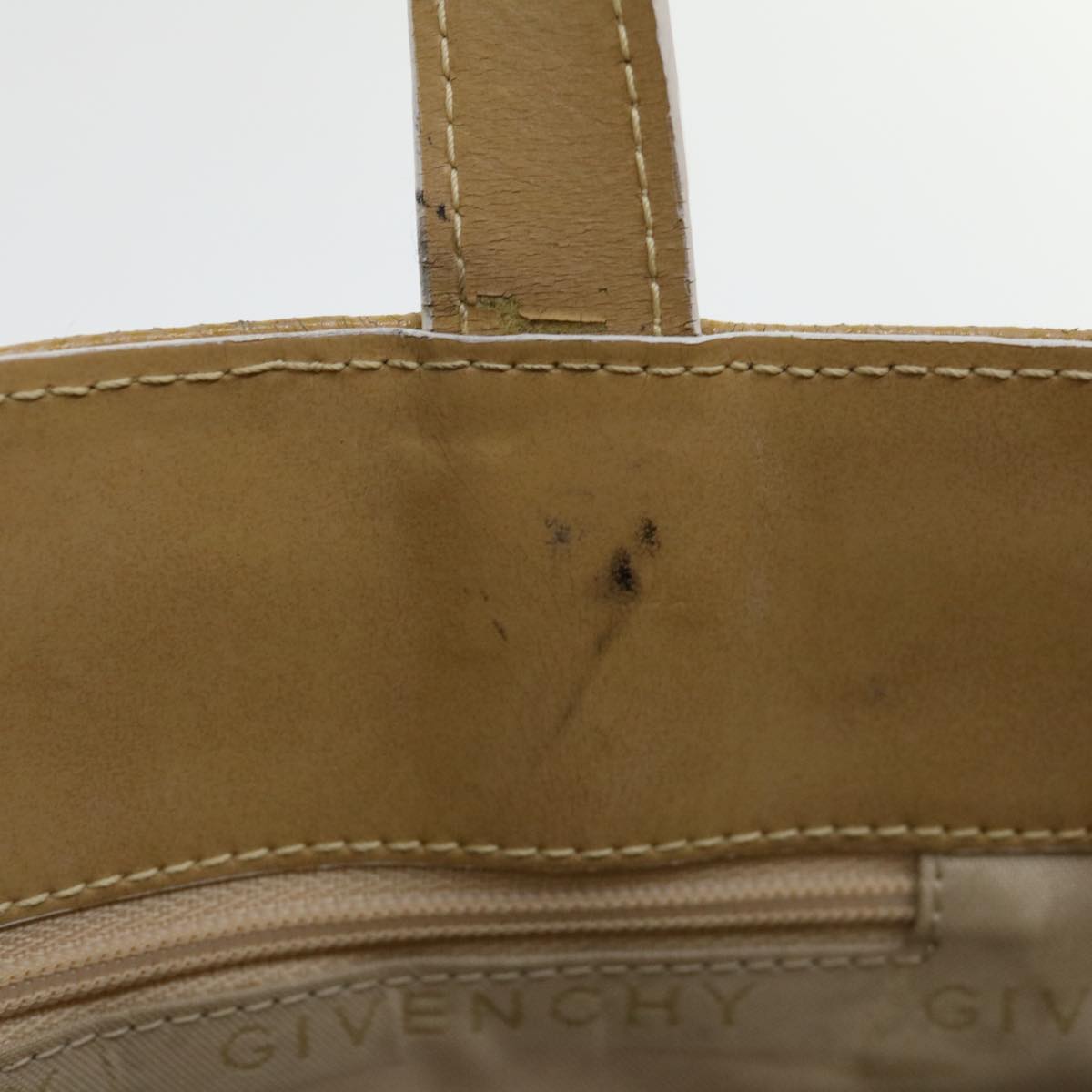 GIVENCHY Hand Bag Leather Beige Auth bs12860