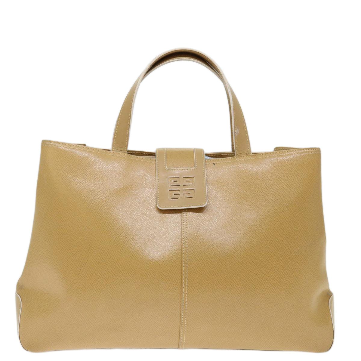 GIVENCHY Hand Bag Leather Beige Auth bs12860