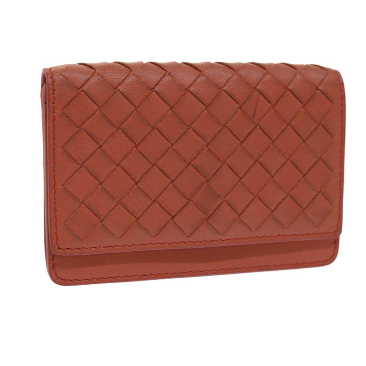 BOTTEGA VENETA INTRECCIATO Card Case Leather Pink Auth bs12861