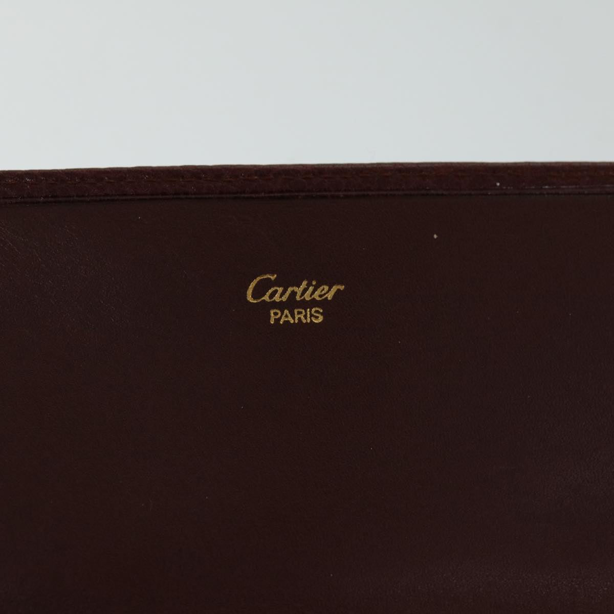 CARTIER Multi Case Wallet Leather Bordeaux Wine Red Auth bs12862