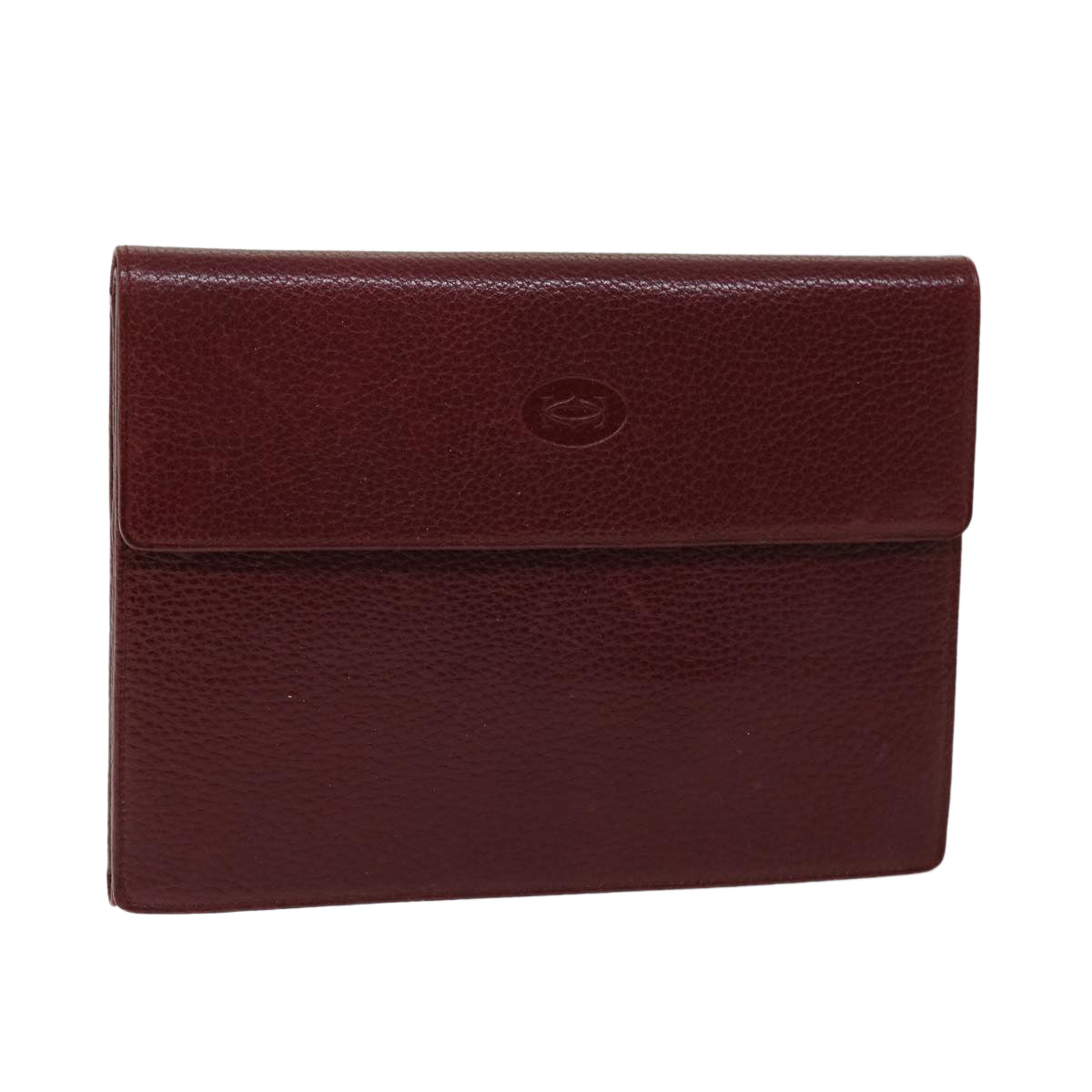 CARTIER Multi Case Wallet Leather Bordeaux Wine Red Auth bs12862