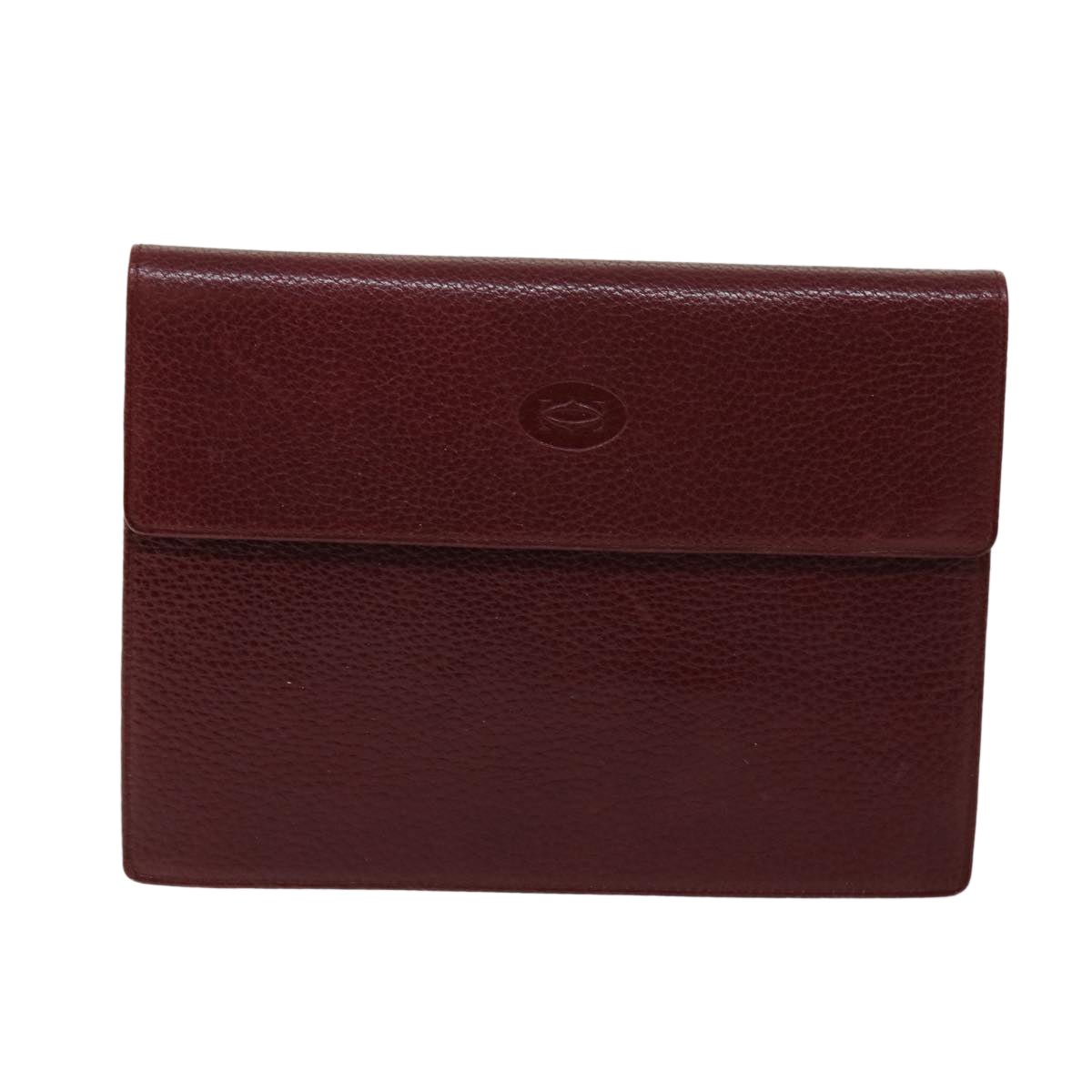 CARTIER Multi Case Wallet Leather Bordeaux Wine Red Auth bs12862