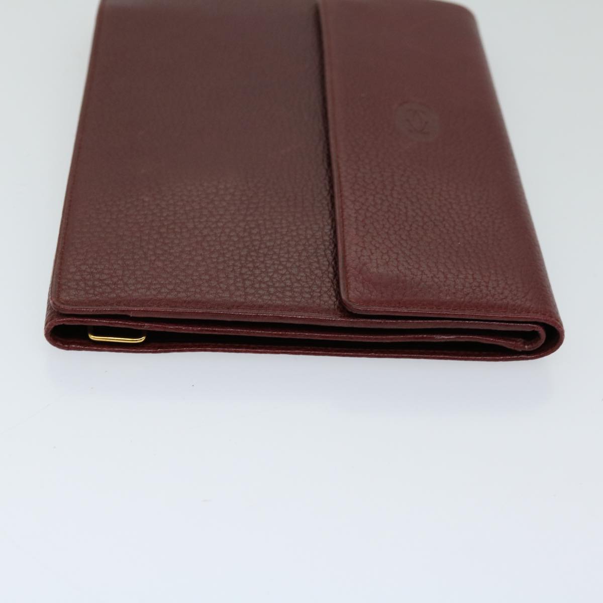 CARTIER Multi Case Wallet Leather Bordeaux Wine Red Auth bs12862