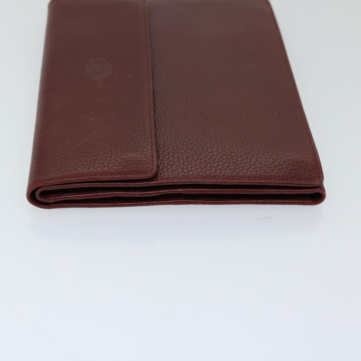 CARTIER Multi Case Wallet Leather Bordeaux Wine Red Auth bs12862