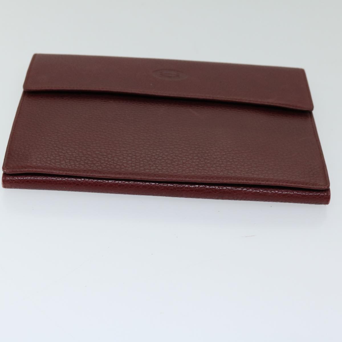 CARTIER Multi Case Wallet Leather Bordeaux Wine Red Auth bs12862