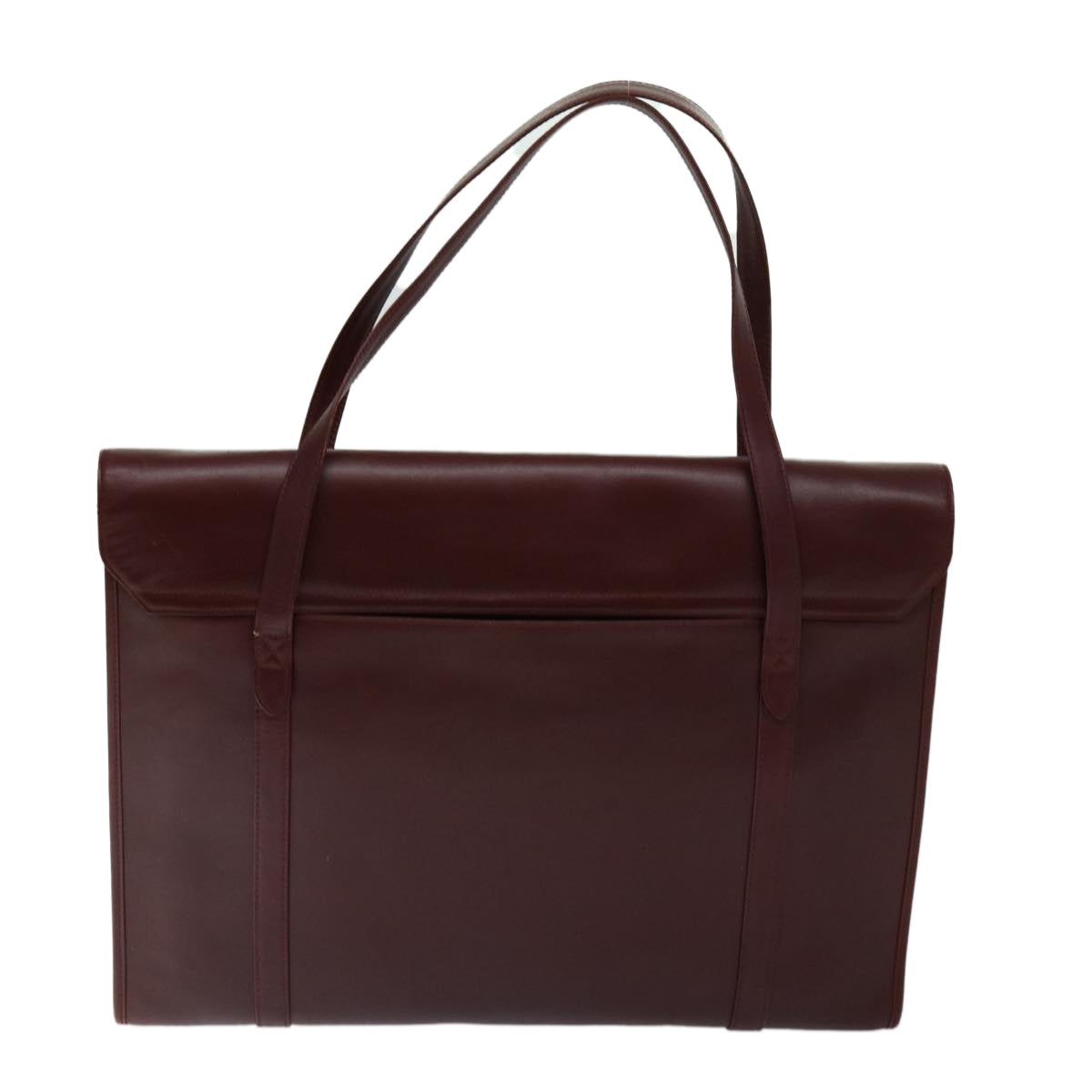 CARTIER Hand Bag Leather Bordeaux Wine Red Auth bs12863