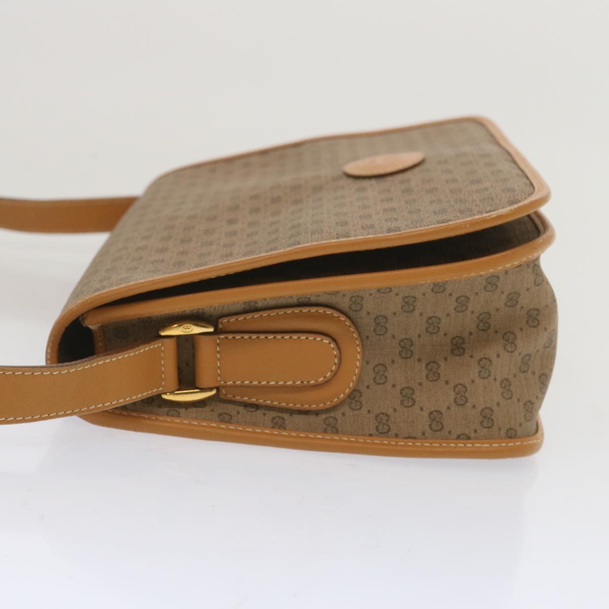 GUCCI Micro GG Supreme Shoulder Bag PVC Beige Auth bs12881