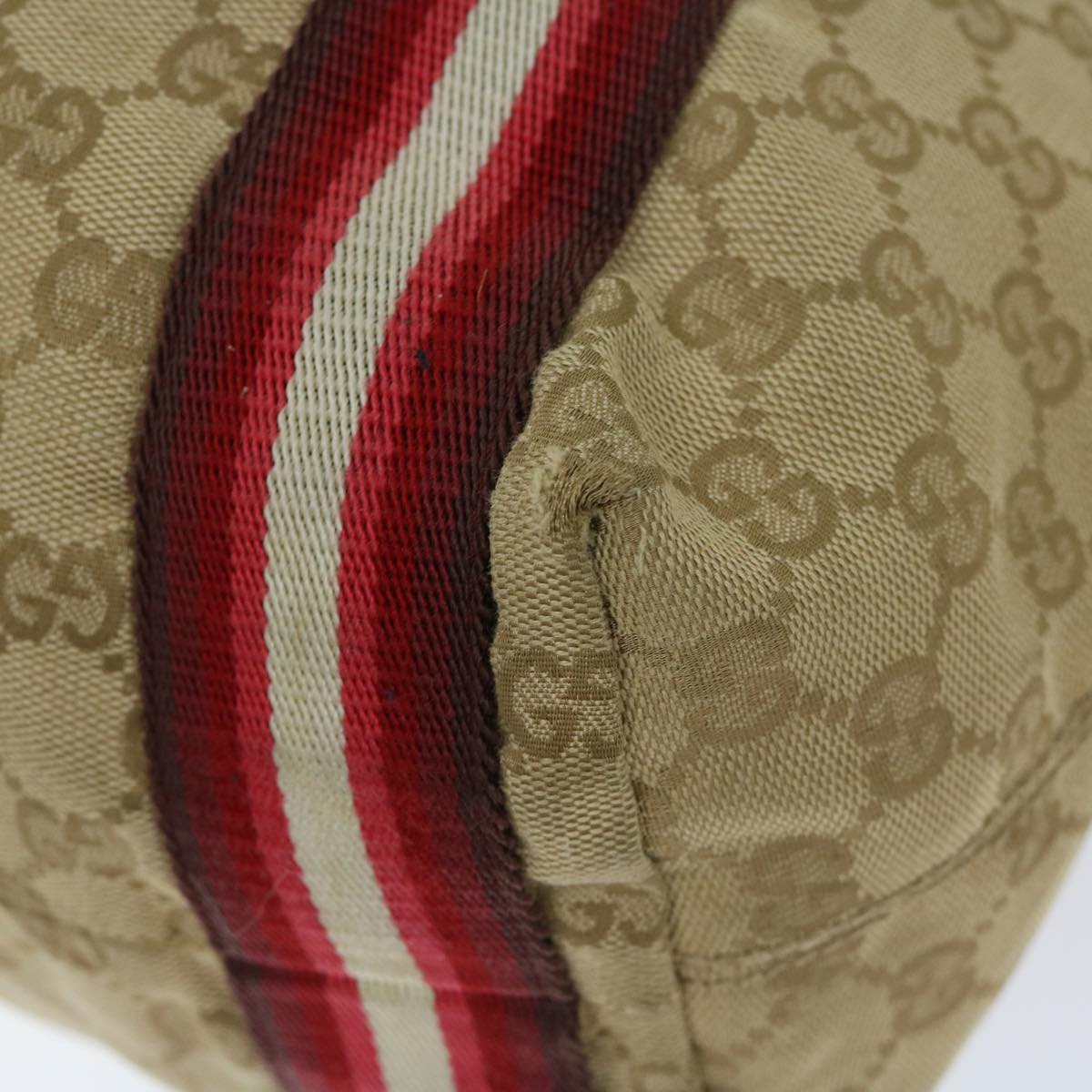 GUCCI GG Canvas Sherry Line Tote Bag Beige Red 189669 Auth bs12890