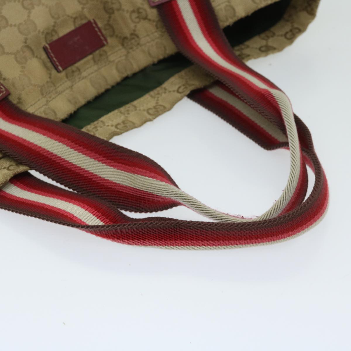 GUCCI GG Canvas Sherry Line Tote Bag Beige Red 189669 Auth bs12890