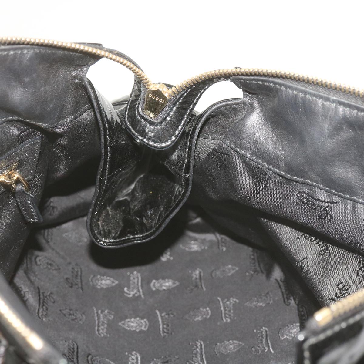 GUCCI Hand Bag Patent leather Black 197020 Auth bs12891