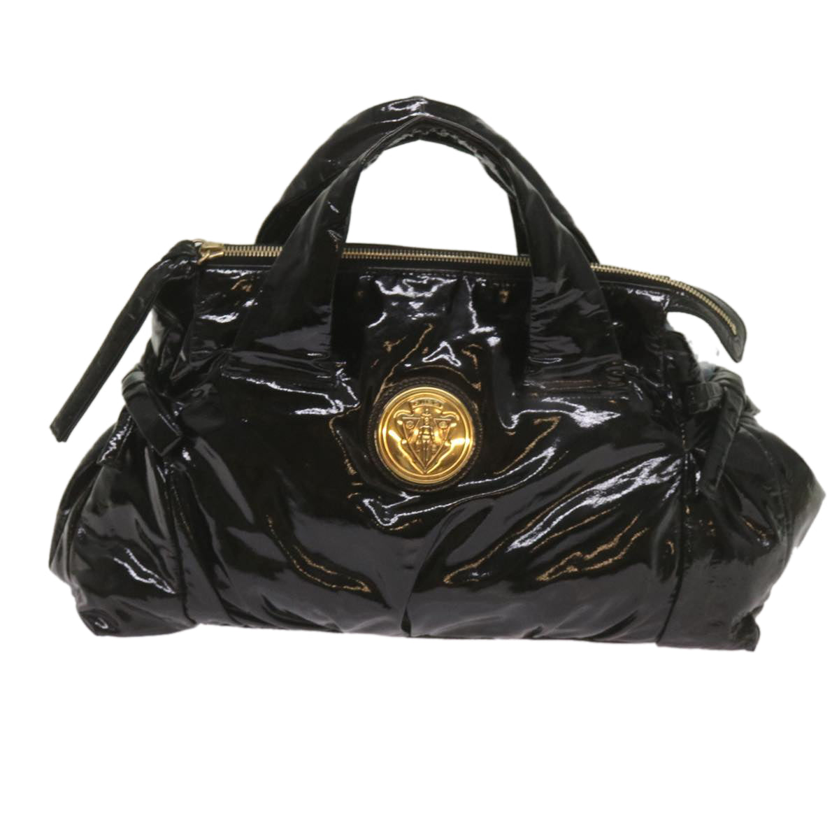 GUCCI Hand Bag Patent leather Black 197020 Auth bs12891