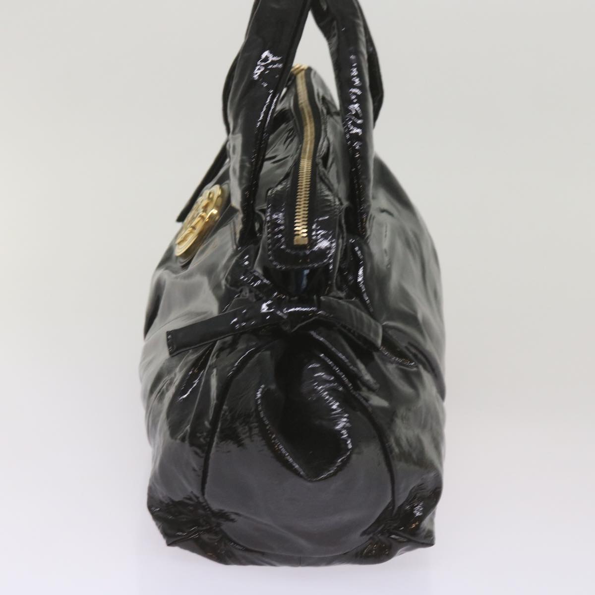 GUCCI Hand Bag Patent leather Black 197020 Auth bs12891