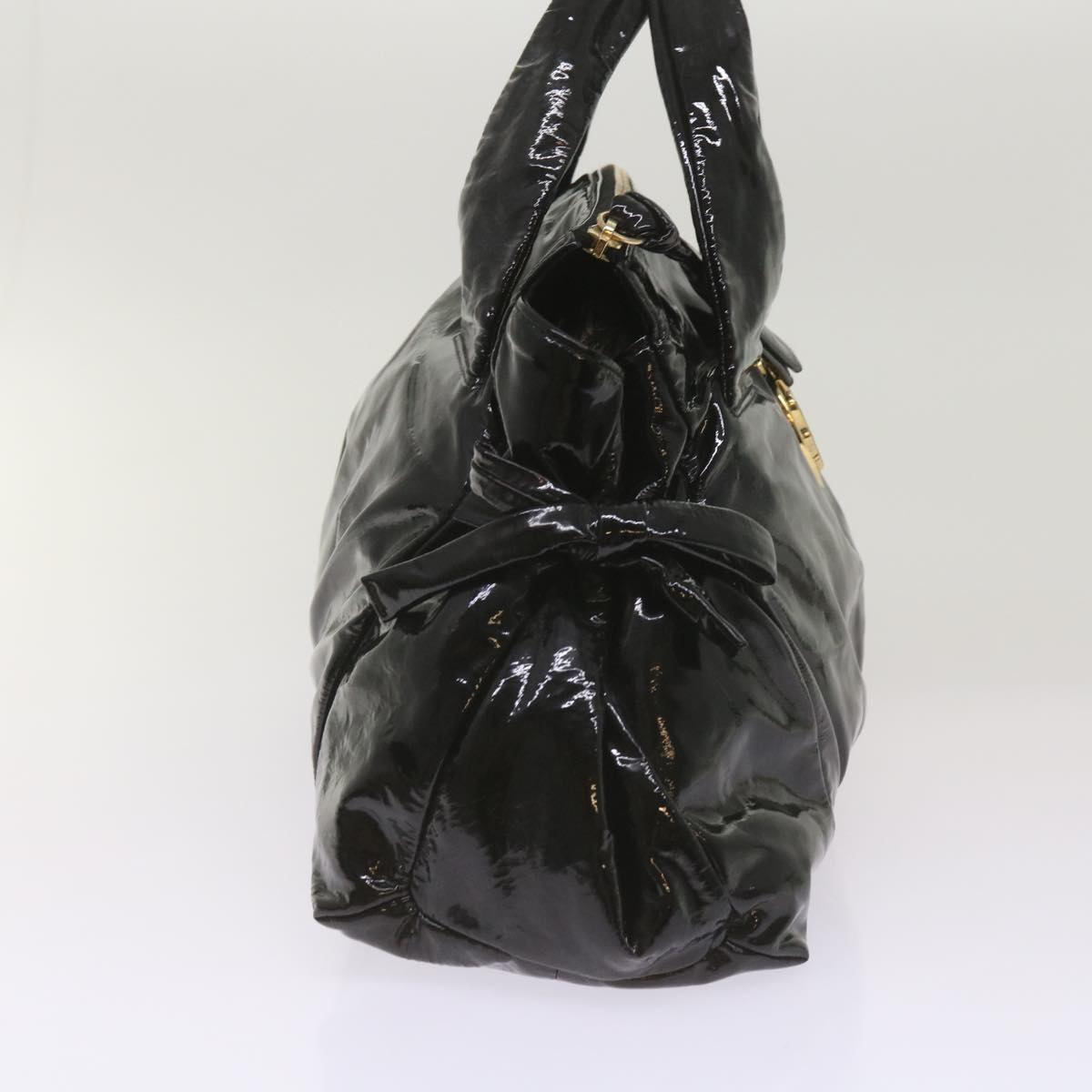 GUCCI Hand Bag Patent leather Black 197020 Auth bs12891