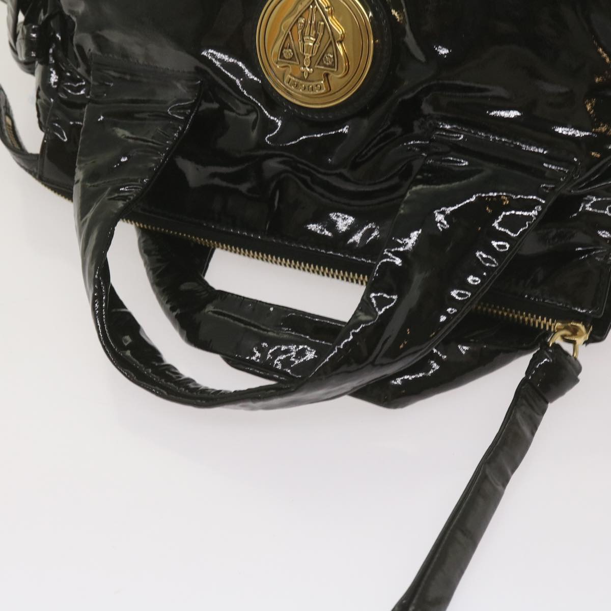 GUCCI Hand Bag Patent leather Black 197020 Auth bs12891