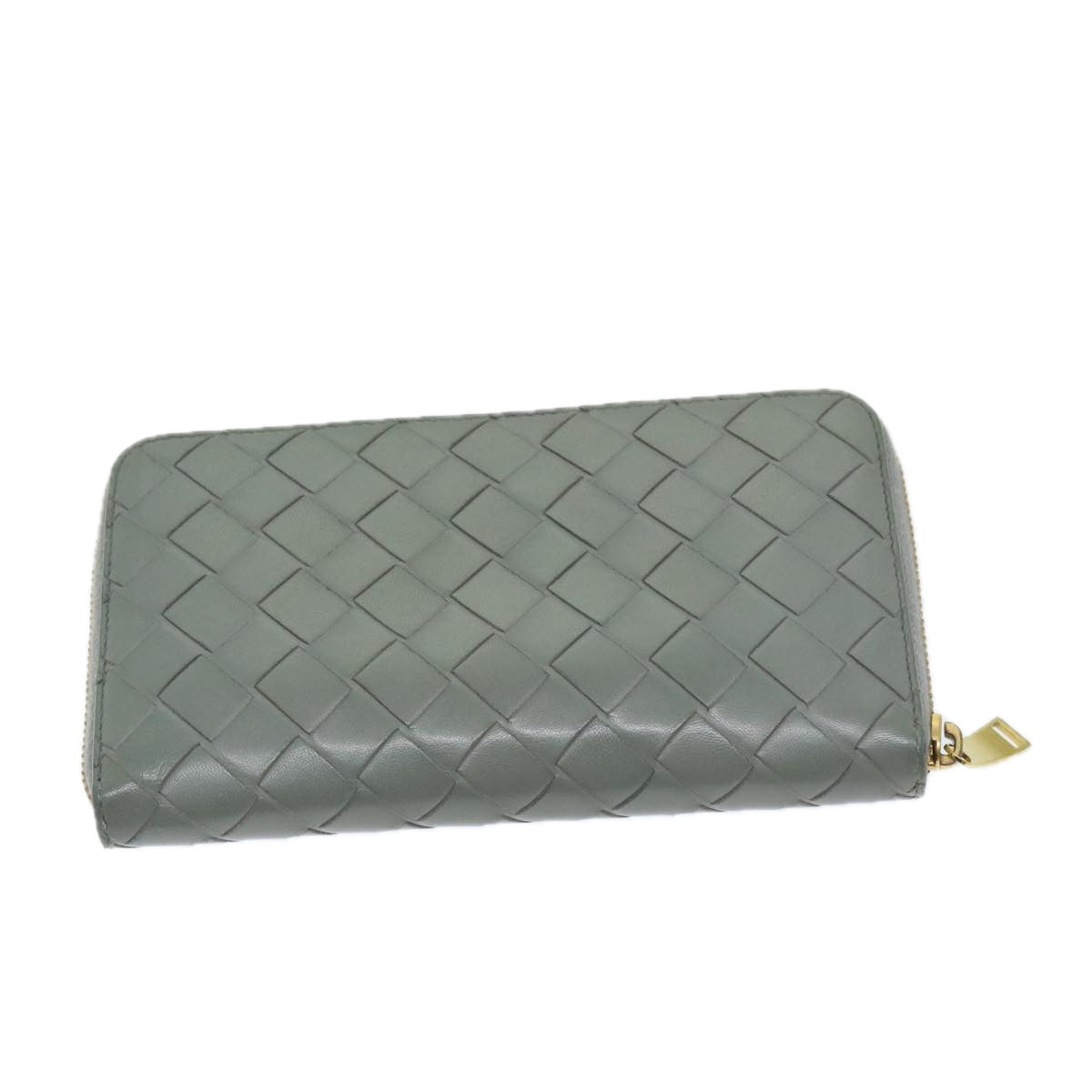 BOTTEGA VENETA MAXI INTRECCIATO Long Wallet Leather Gray Auth bs12901