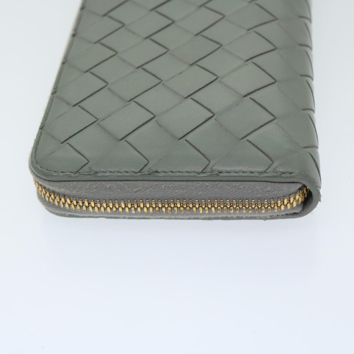 BOTTEGA VENETA MAXI INTRECCIATO Long Wallet Leather Gray Auth bs12901