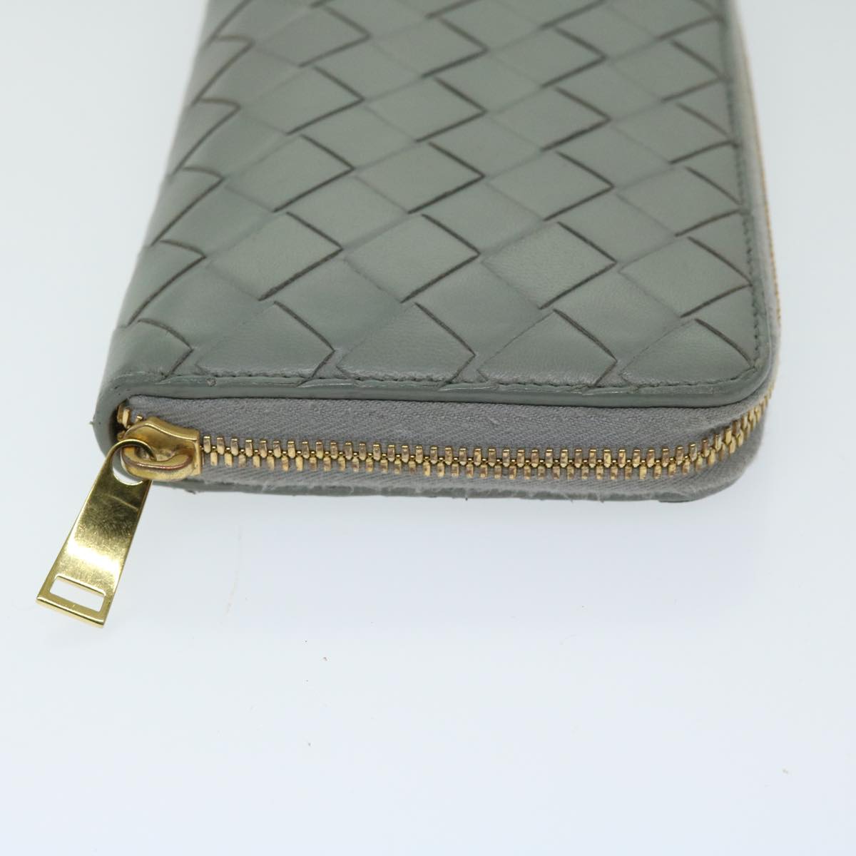 BOTTEGA VENETA MAXI INTRECCIATO Long Wallet Leather Gray Auth bs12901