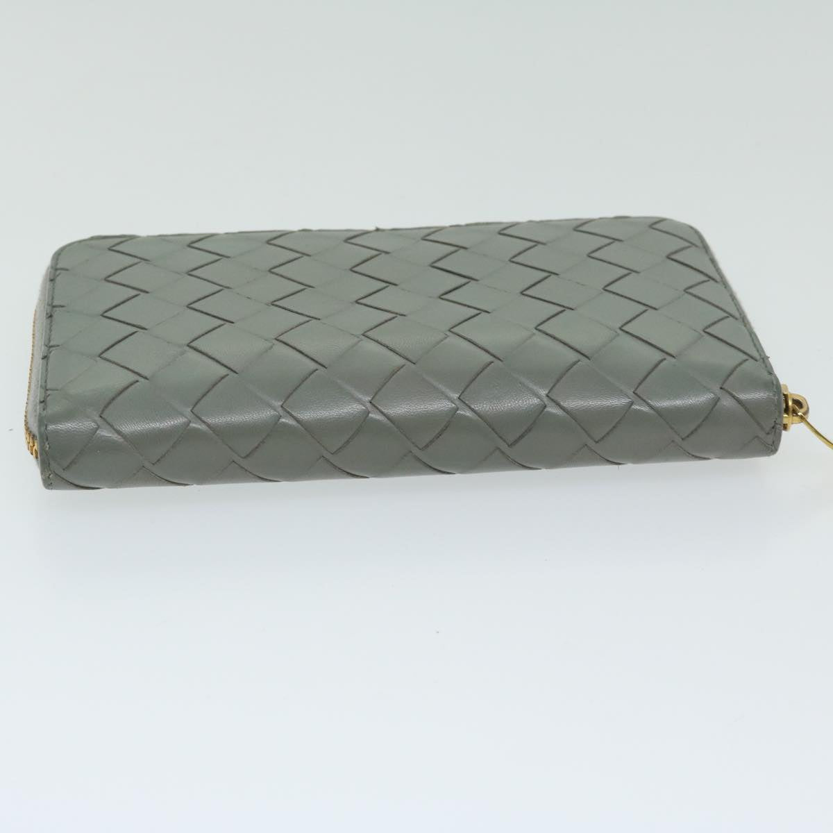 BOTTEGA VENETA MAXI INTRECCIATO Long Wallet Leather Gray Auth bs12901