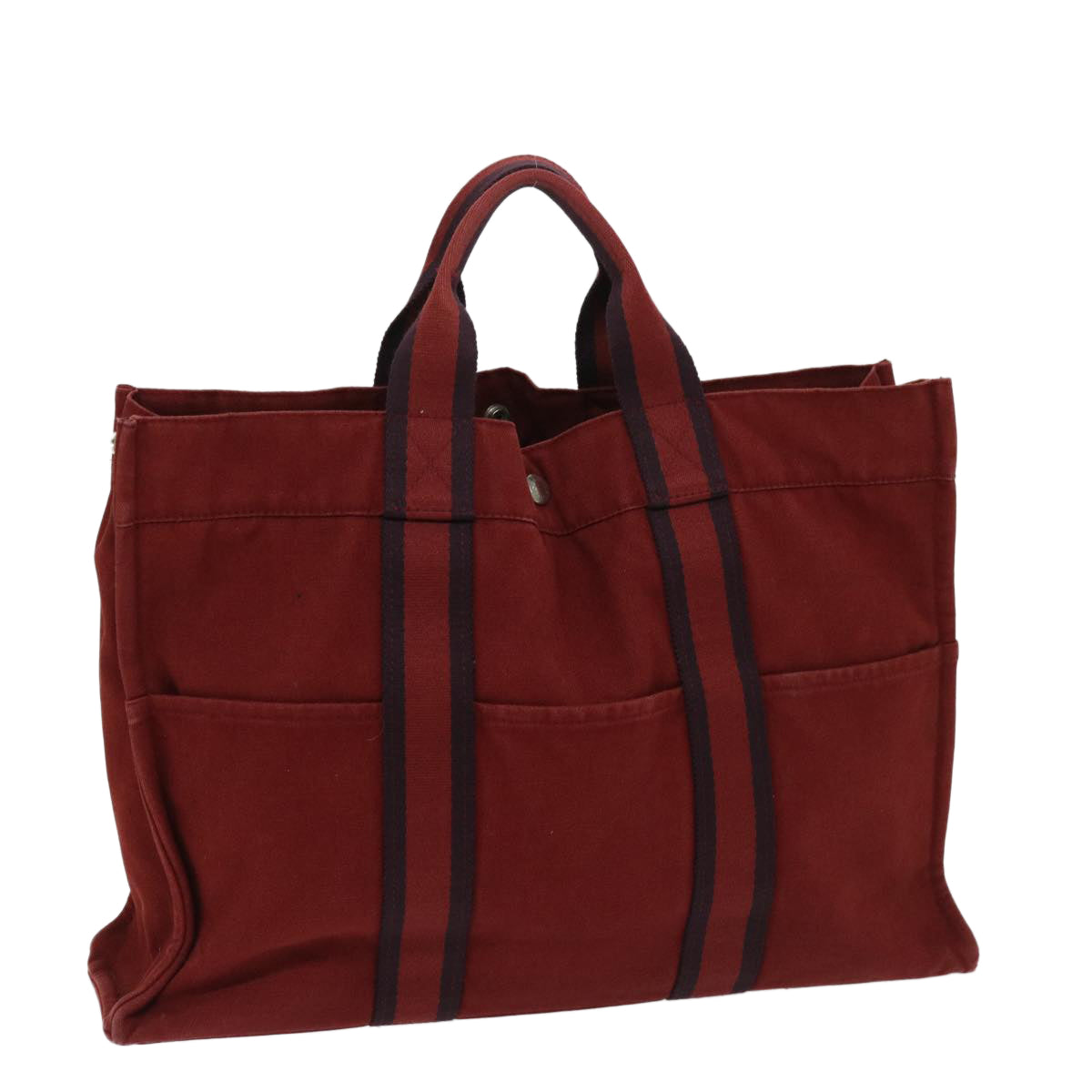 HERMES Fourre Tout MM Hand Bag Canvas Red Auth bs12912