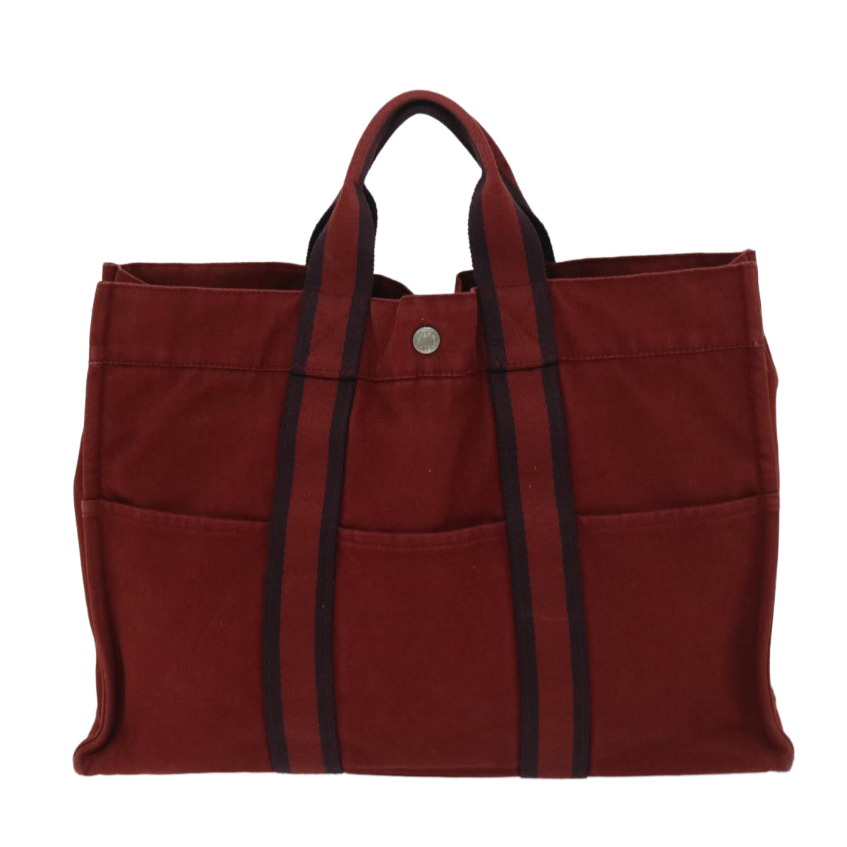 HERMES Fourre Tout MM Hand Bag Canvas Red Auth bs12912