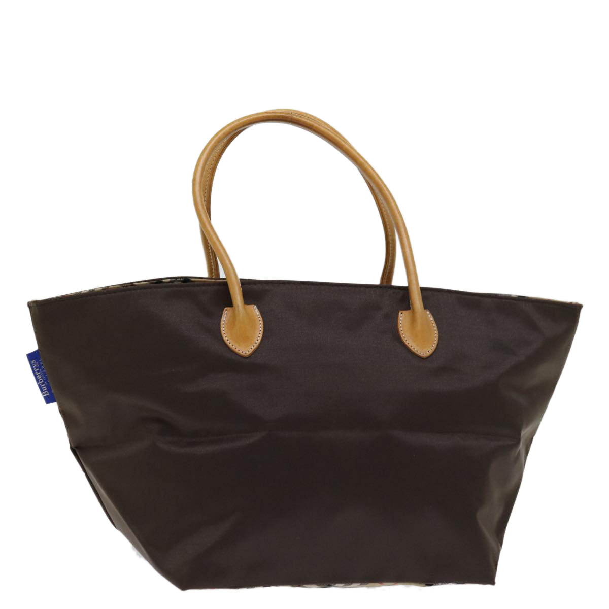 Burberrys Nova Check Blue Label Tote Bag Nylon Brown Auth bs12913