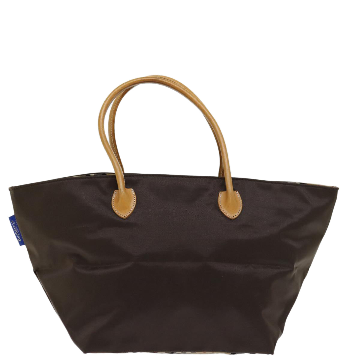 Burberrys Nova Check Blue Label Tote Bag Nylon Brown Auth bs12913