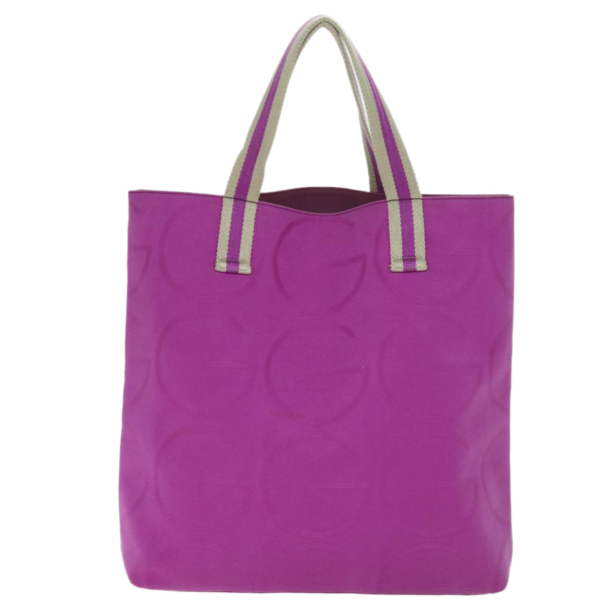 GUCCI Sherry Line Tote Bag Canvas White Purple 123439 Auth bs12951