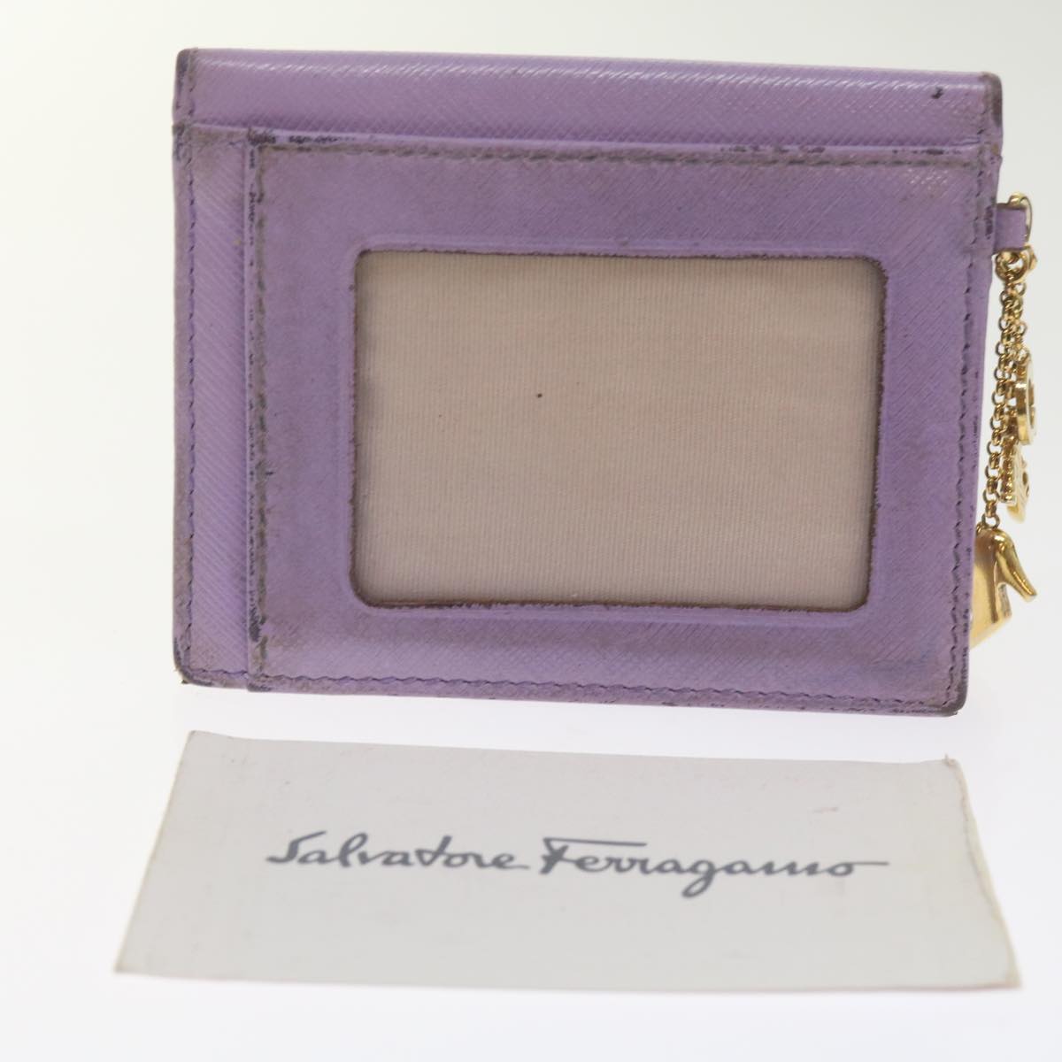 Salvatore Ferragamo Wallet Leather 10set Black Brown purple Auth bs12974