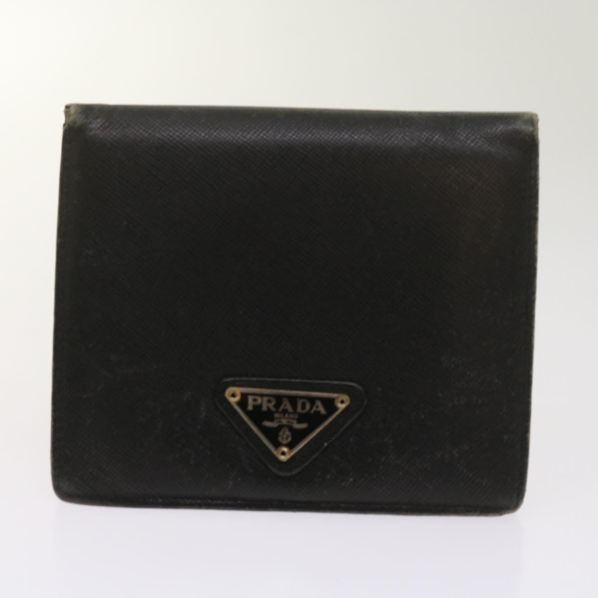 PRADA Wallet Leather nylon 11 pieces Black Auth bs12980