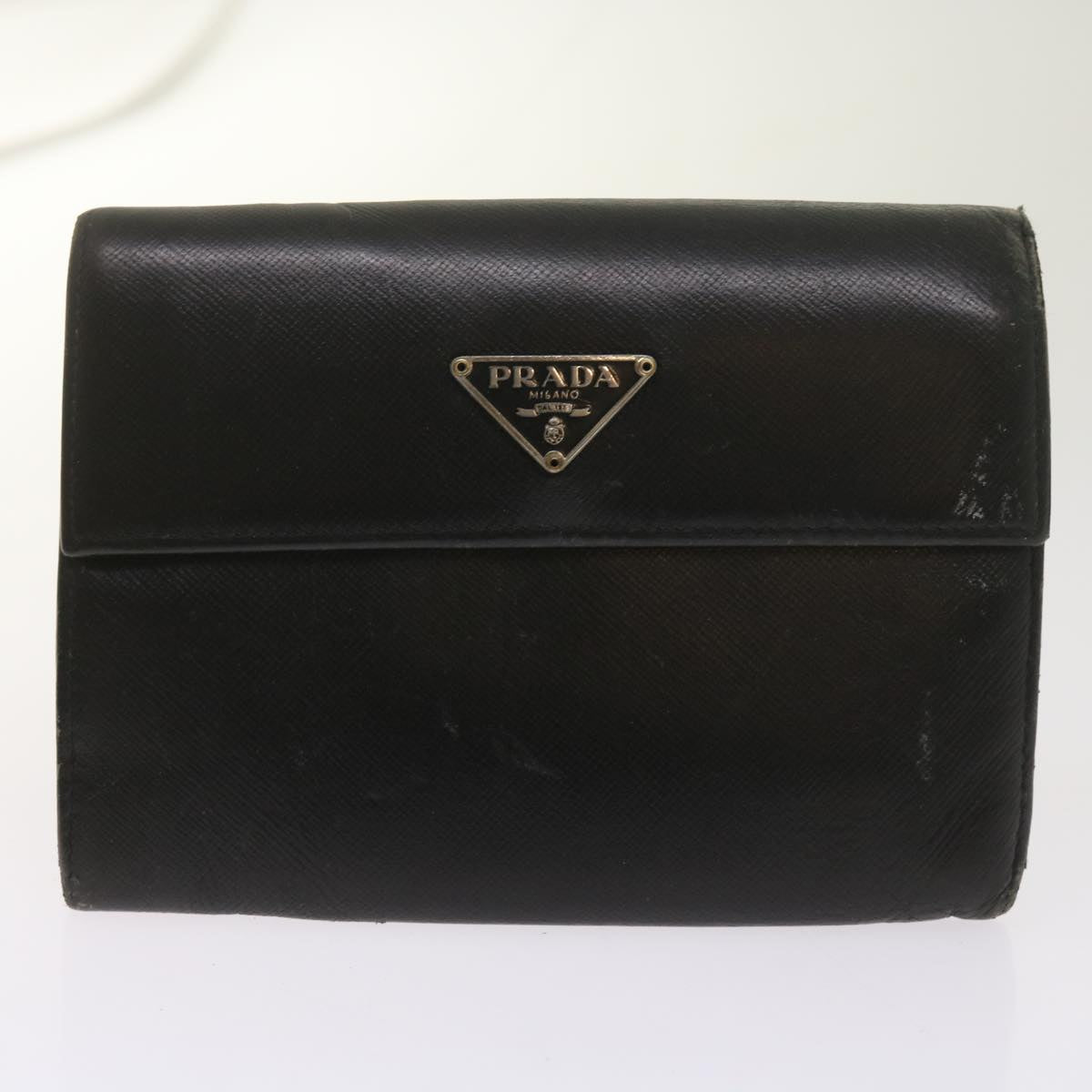 PRADA Wallet Leather nylon 11 pieces Black Auth bs12980