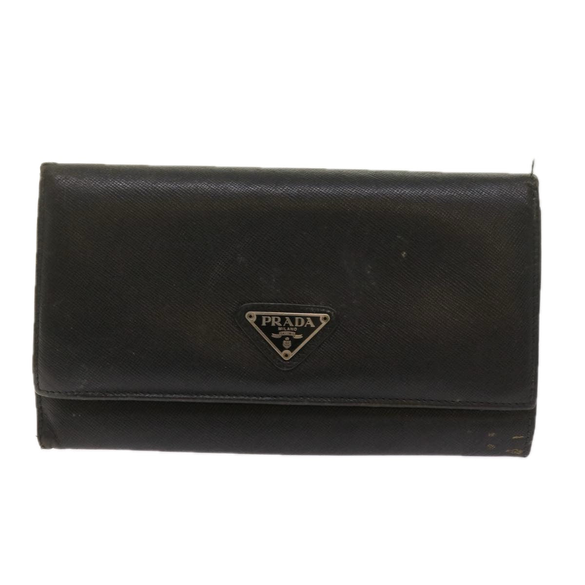 PRADA Wallet Leather nylon 11 pieces Black Auth bs12980