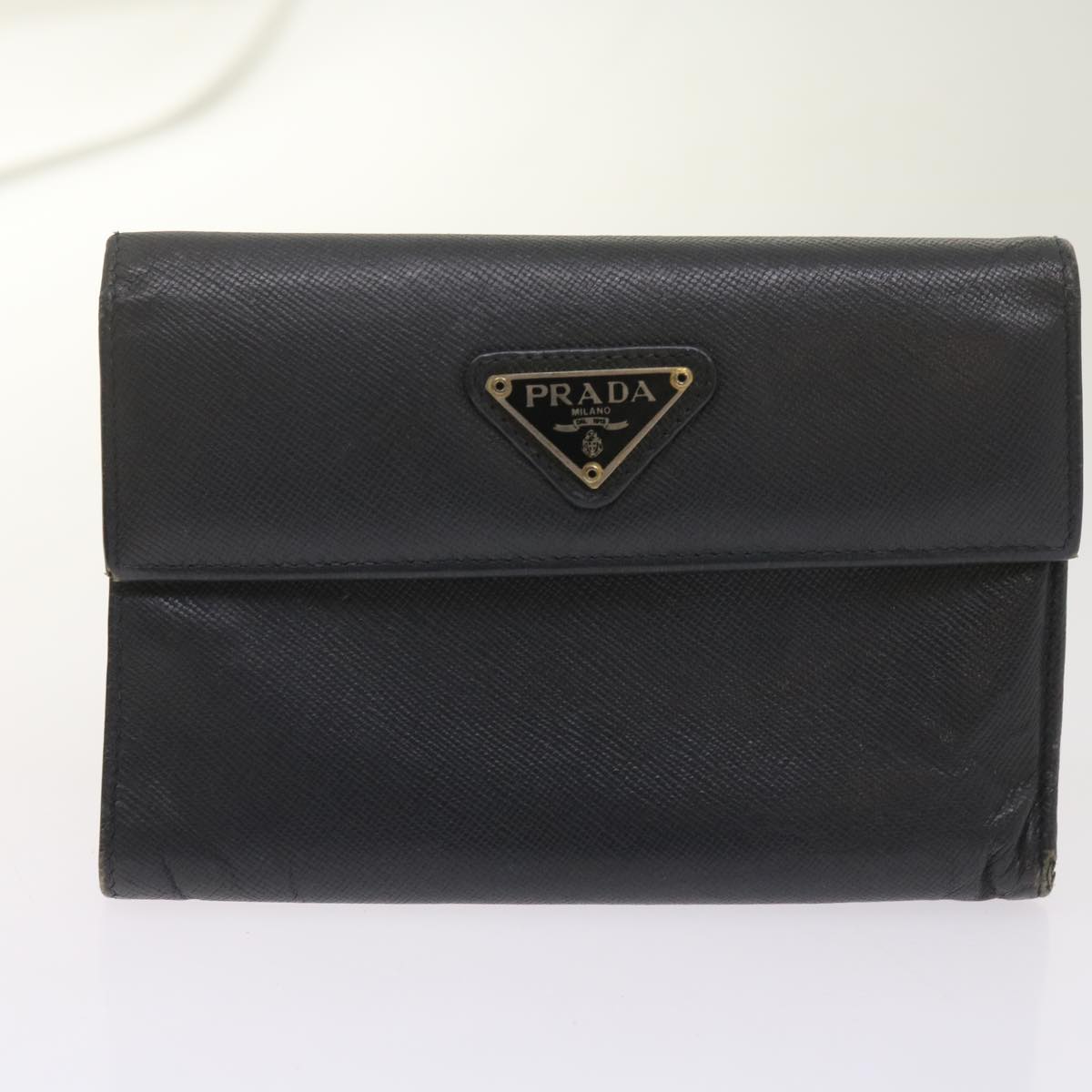 PRADA Wallet Leather nylon 11 pieces Black Auth bs12980