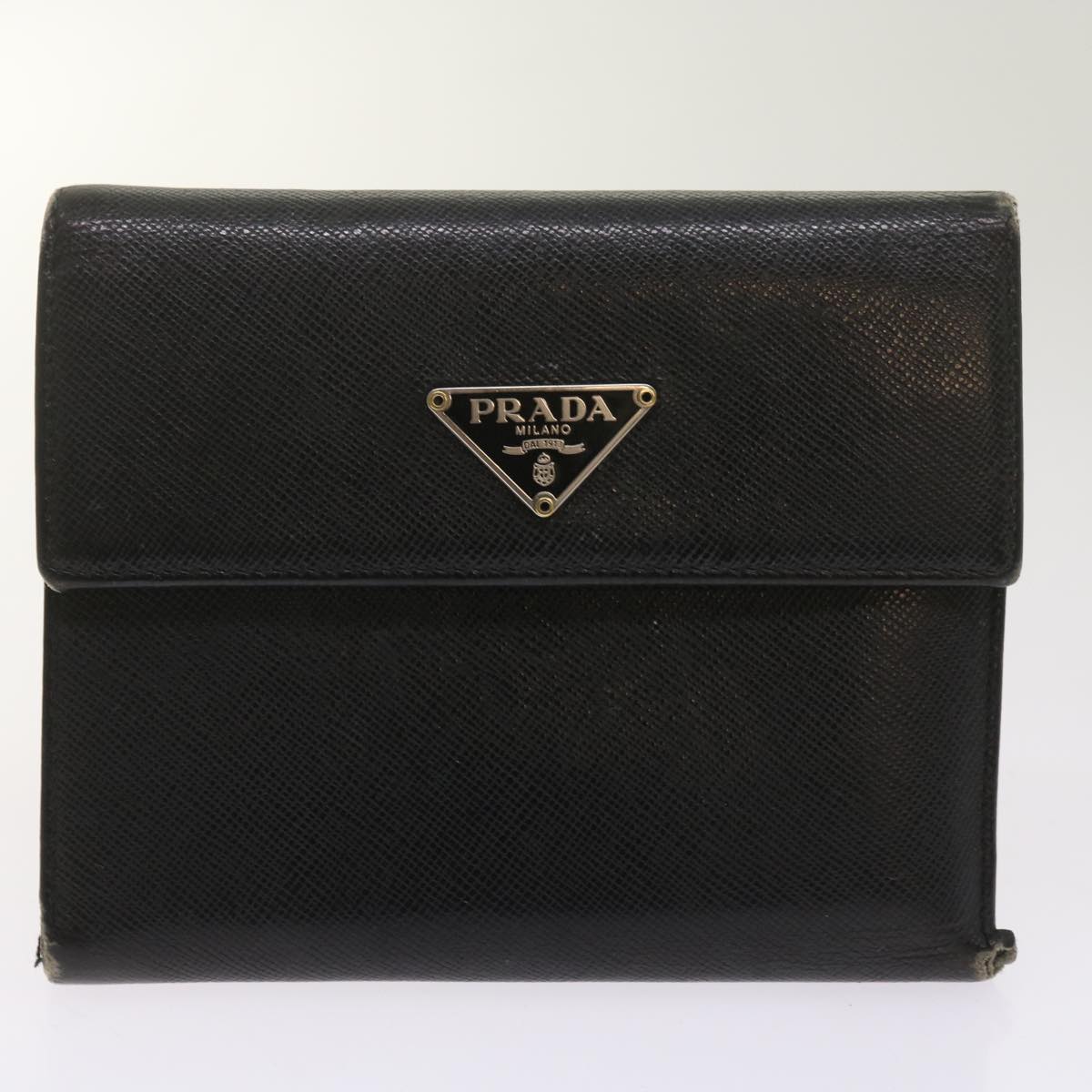 PRADA Wallet Leather nylon 11 pieces Black Auth bs12980