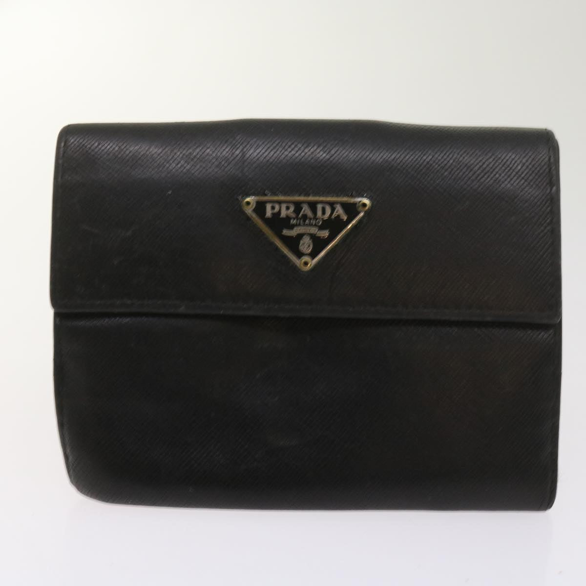 PRADA Wallet Leather nylon 11 pieces Black Auth bs12980