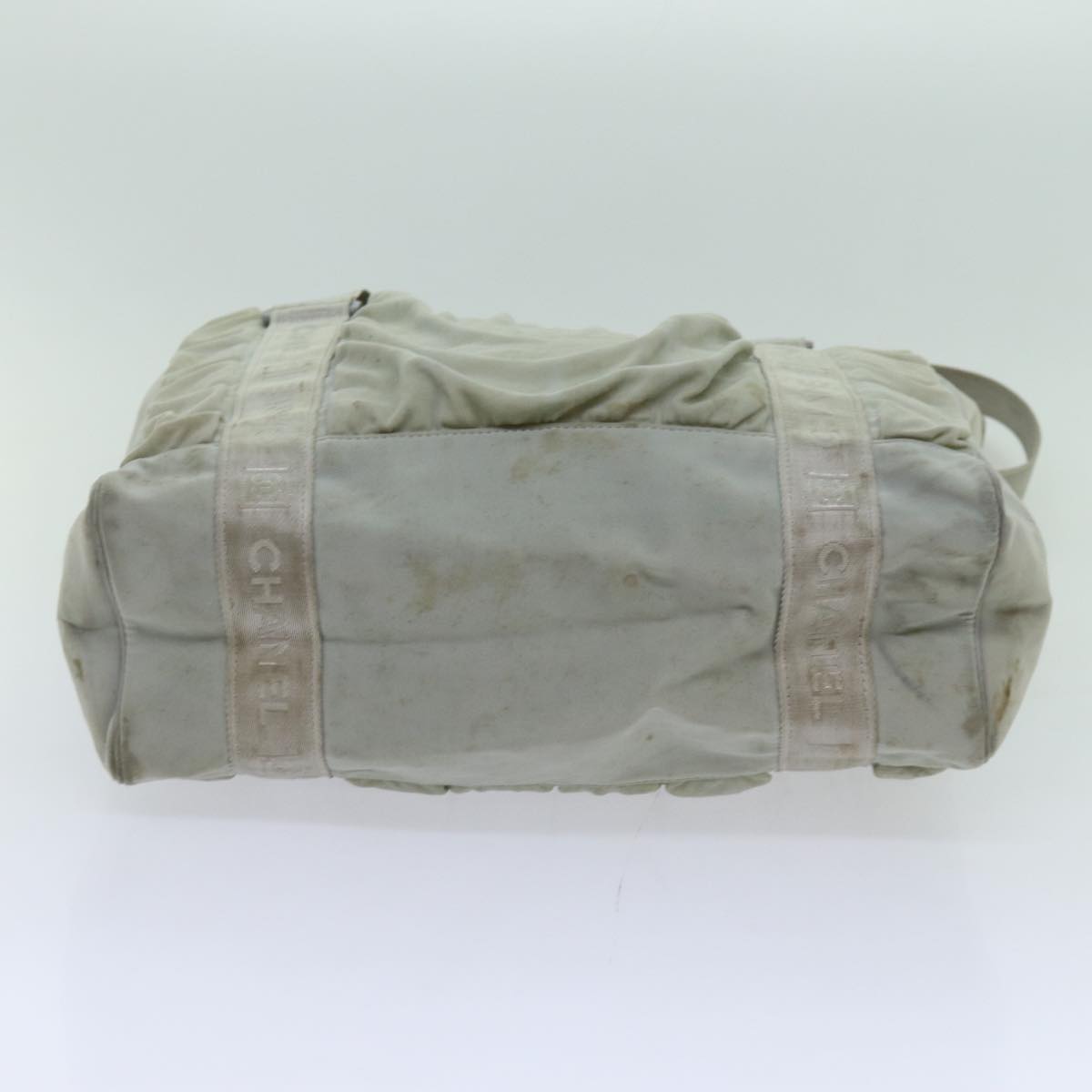 CHANEL Sports Line Tote Bag Canvas Gray CC Auth bs13030