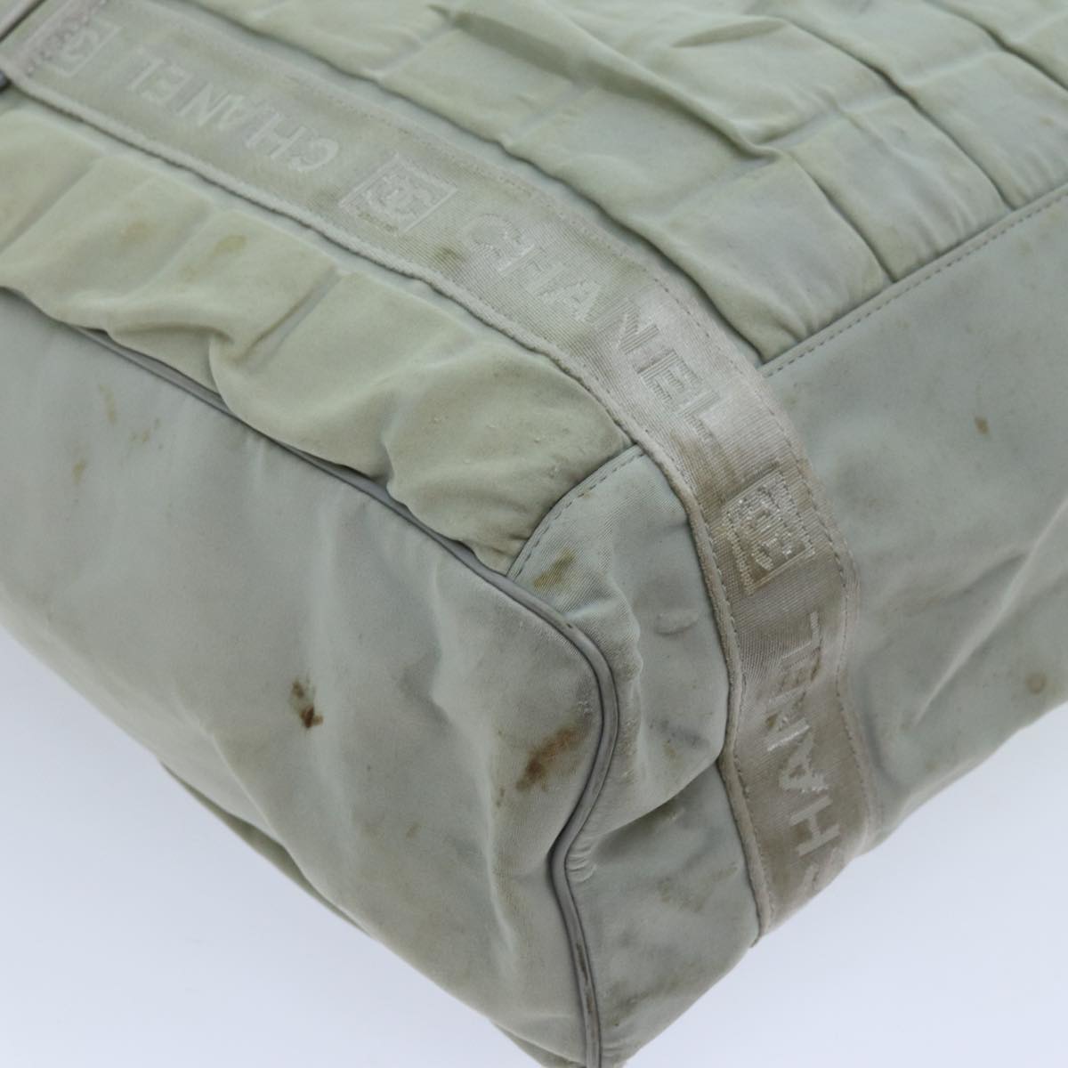 CHANEL Sports Line Tote Bag Canvas Gray CC Auth bs13030