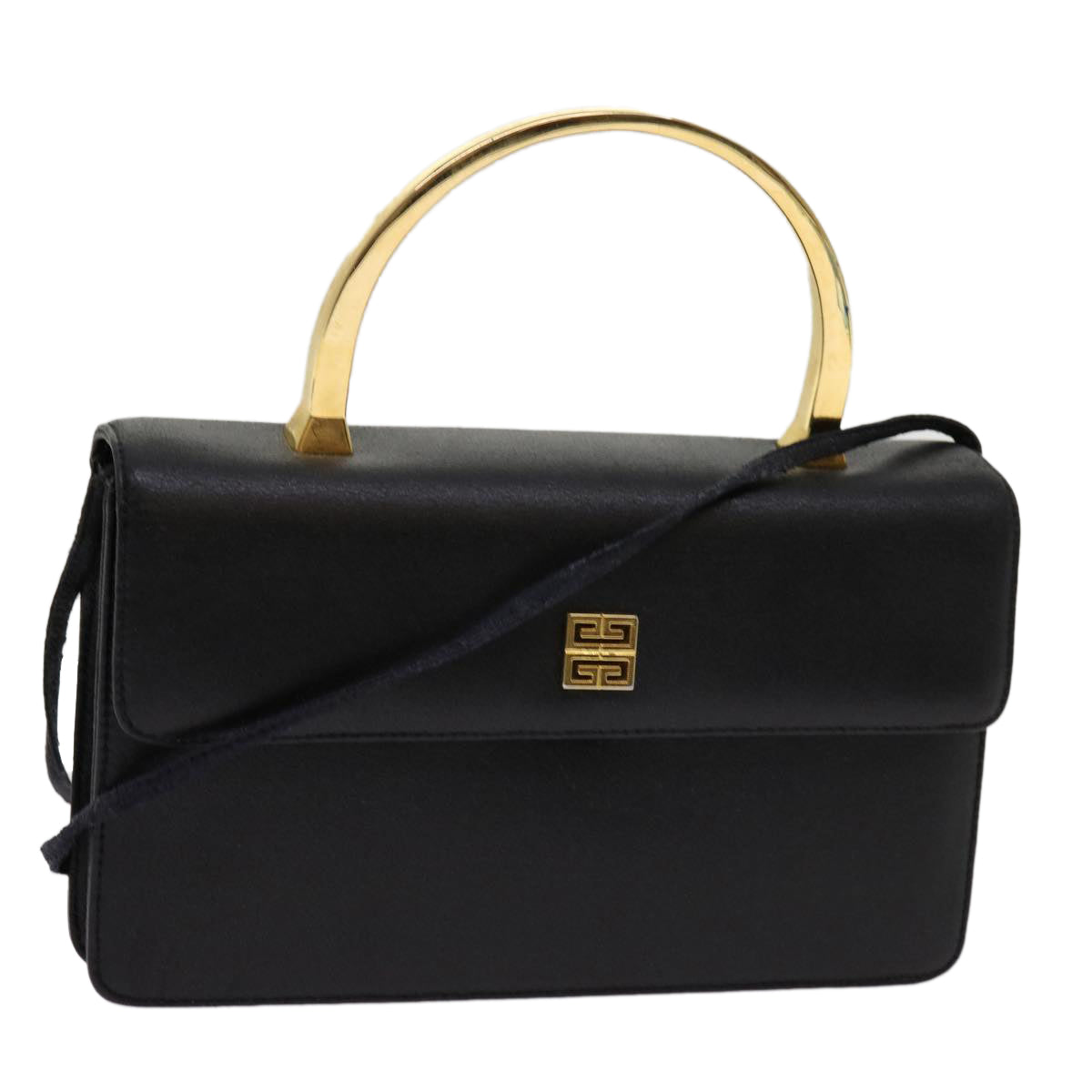 GIVENCHY Hand Bag Leather Black Auth bs13052