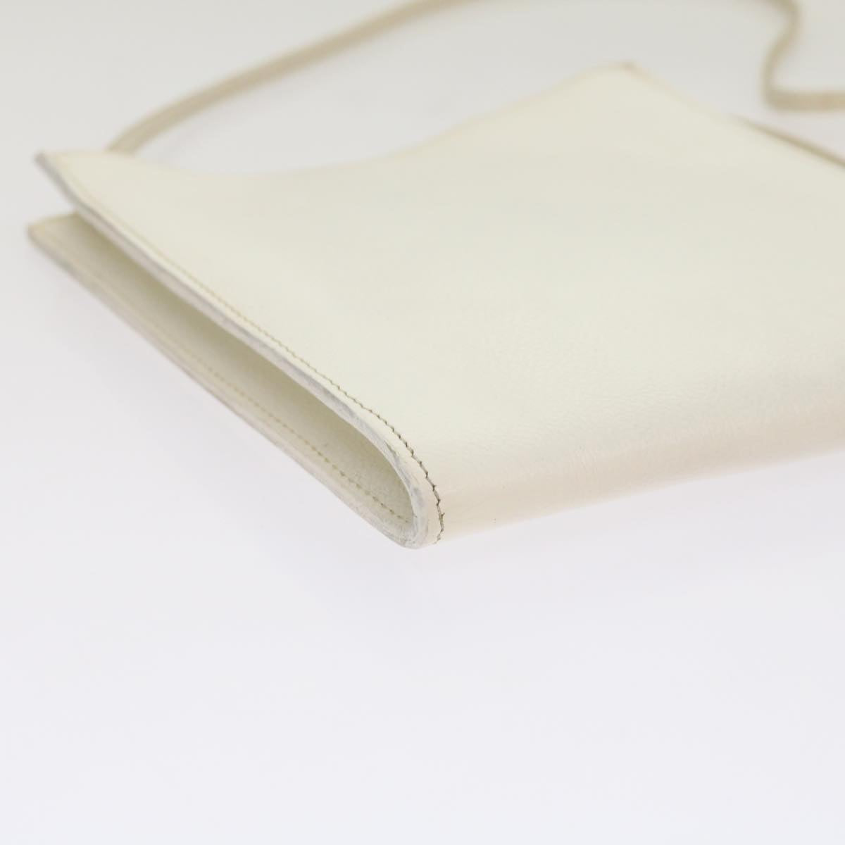 HERMES Onimetu Shoulder Bag Leather White Auth bs13159