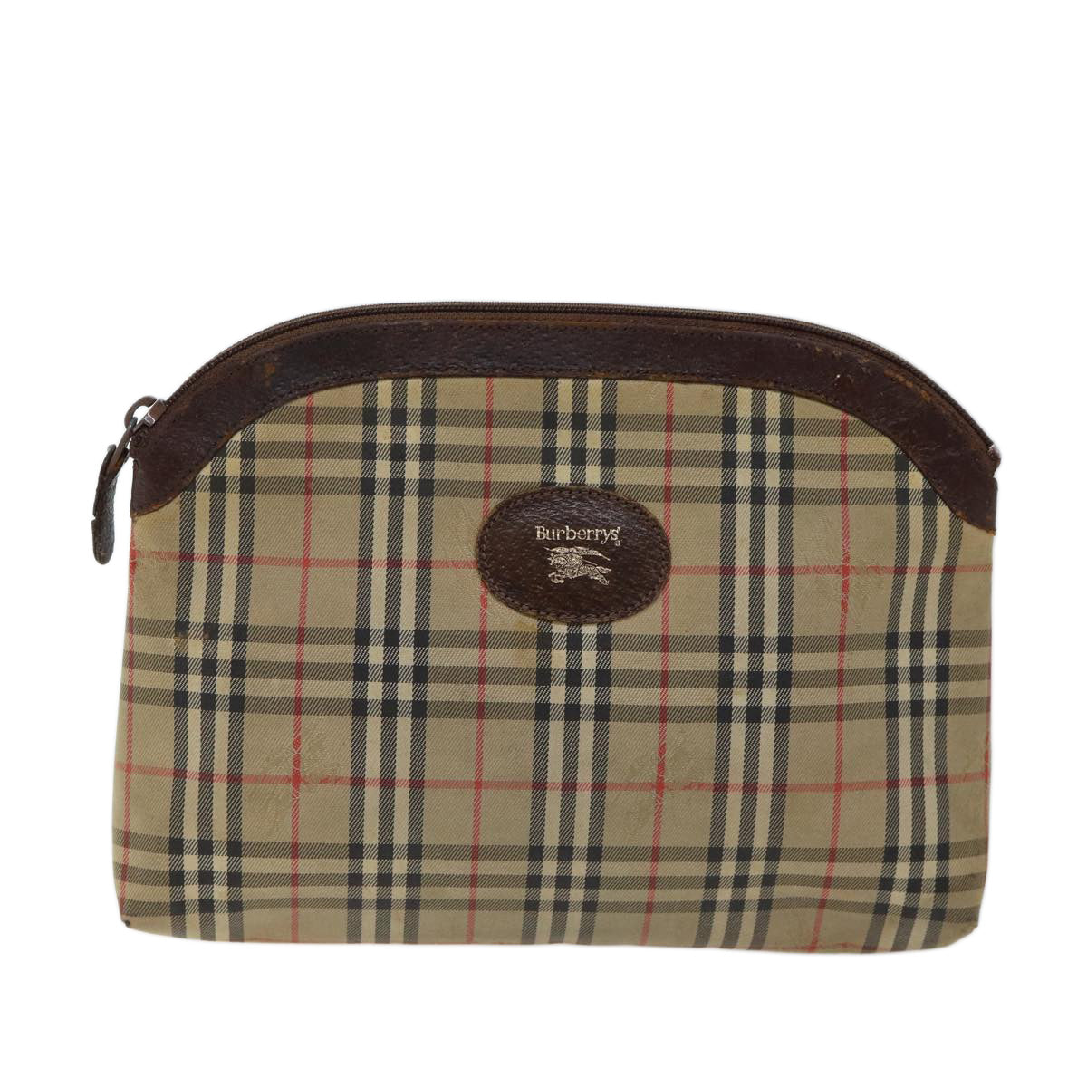 Burberrys Nova Check Pouch Canvas Beige Brown Auth bs13177