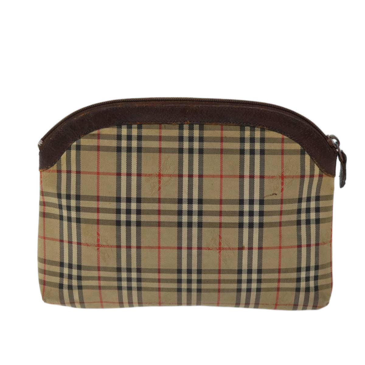 Burberrys Nova Check Pouch Canvas Beige Brown Auth bs13177