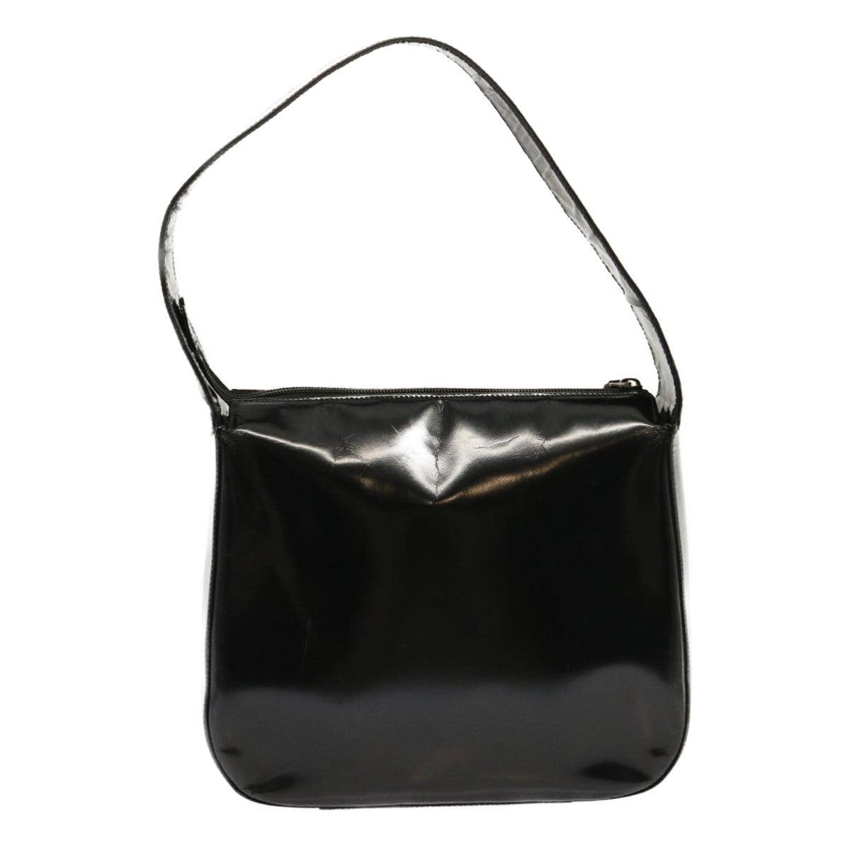 GUCCI Interlocking Shoulder Bag Patent leather Black Auth bs13216