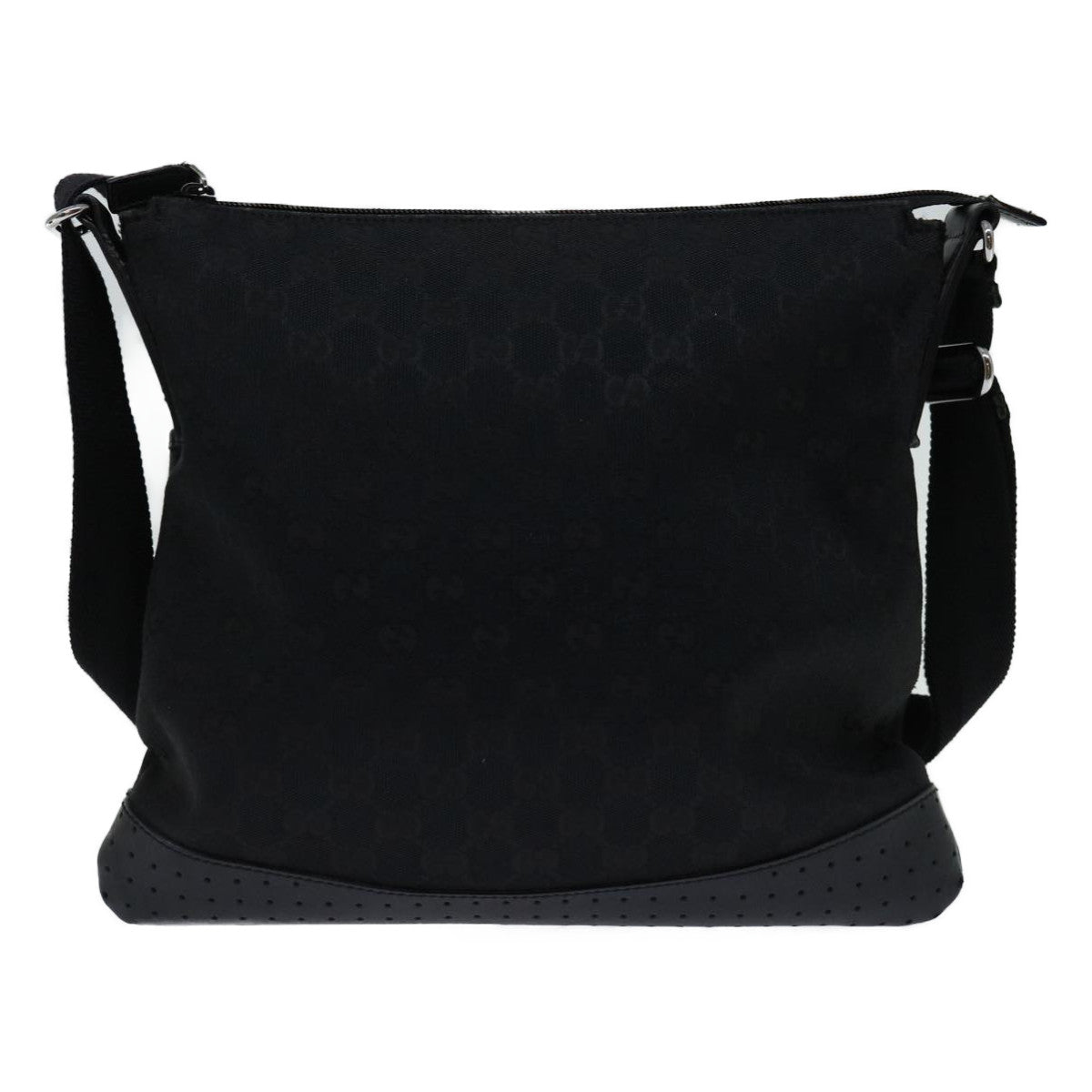 GUCCI GG Canvas Shoulder Bag Black 145857 Auth bs13217