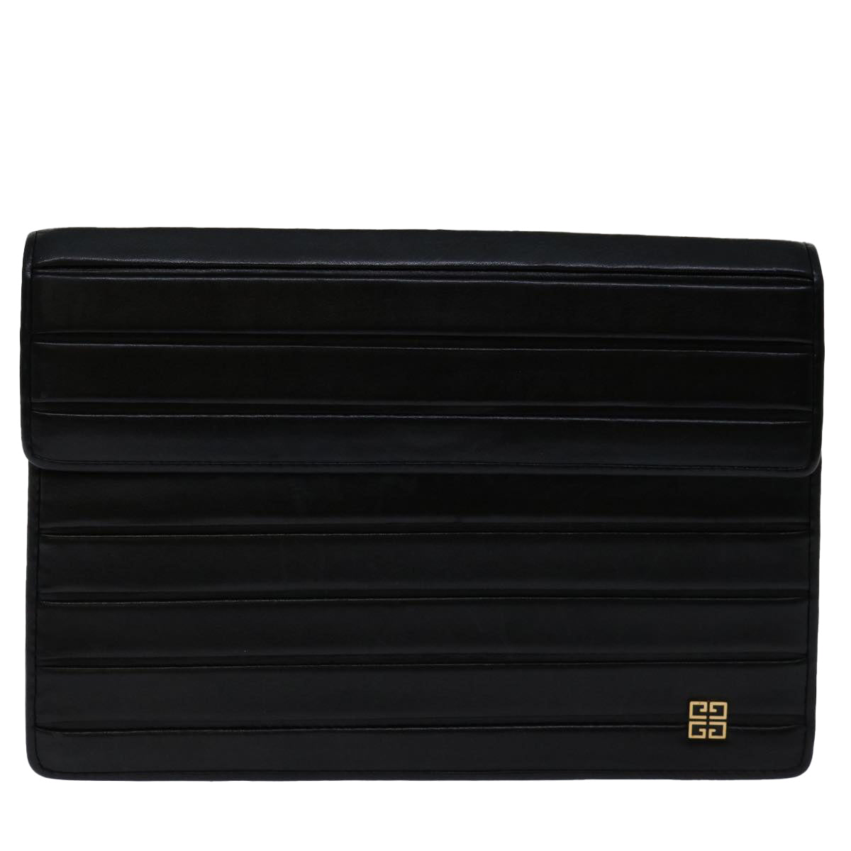 GIVENCHY Clutch Bag Leather Black Auth bs13297