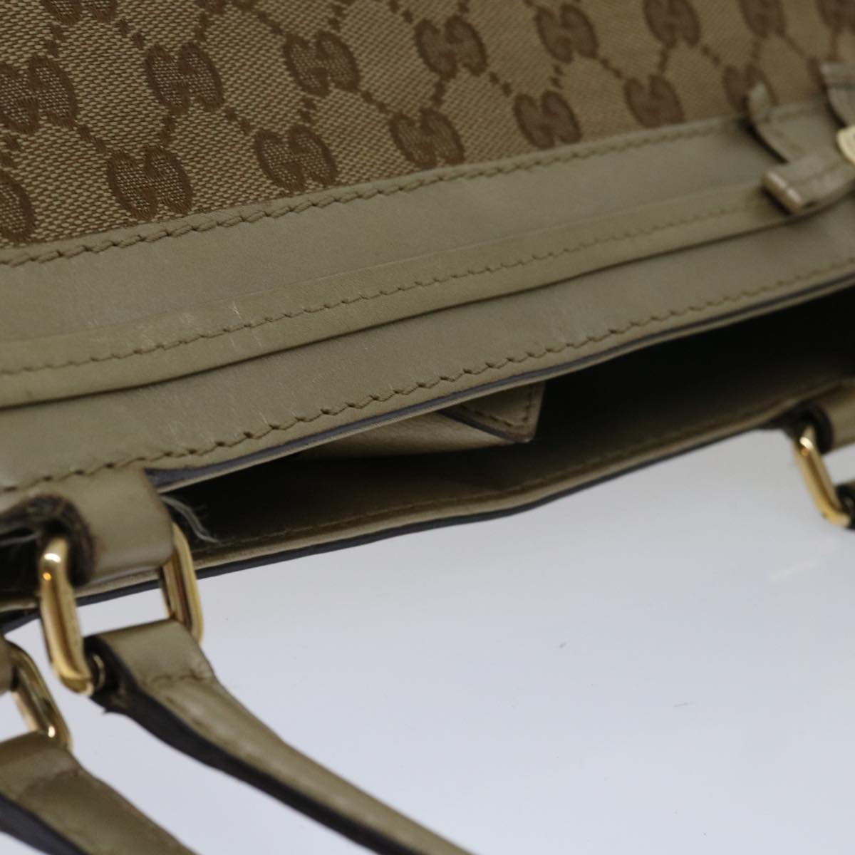 GUCCI GG Canvas Tote Bag Beige 257061 Auth bs13303