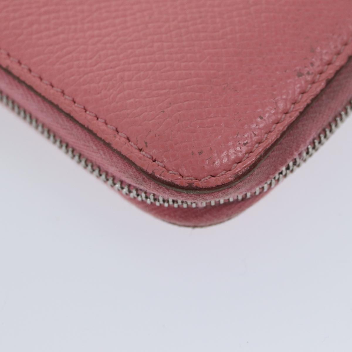 HERMES AzapSilk Incompact Wallet Leather Pink Auth bs13335