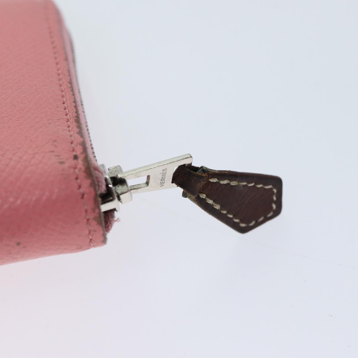 HERMES AzapSilk Incompact Wallet Leather Pink Auth bs13335