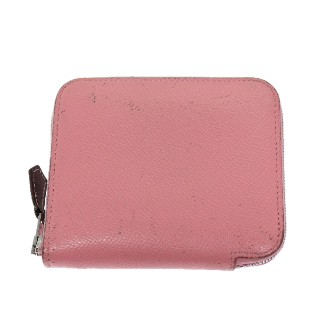 HERMES AzapSilk Incompact Wallet Leather Pink Auth bs13335