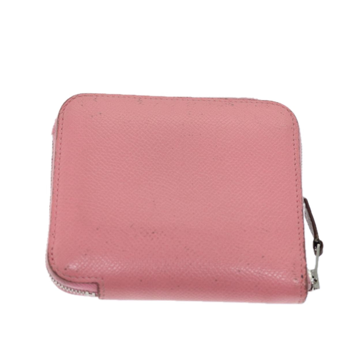 HERMES AzapSilk Incompact Wallet Leather Pink Auth bs13335