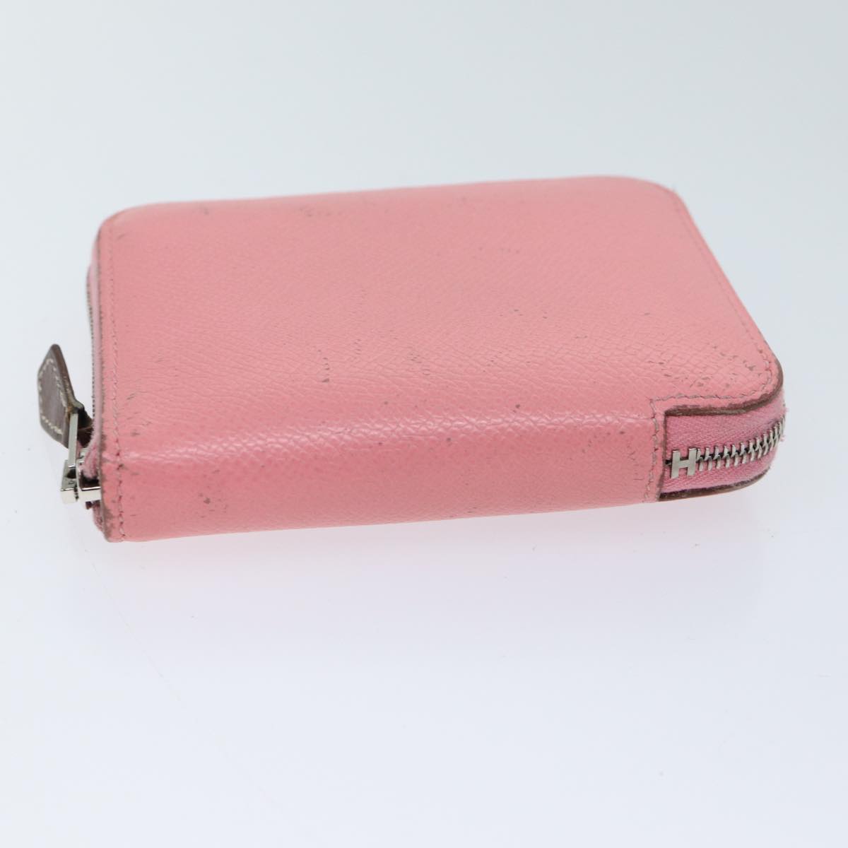 HERMES AzapSilk Incompact Wallet Leather Pink Auth bs13335