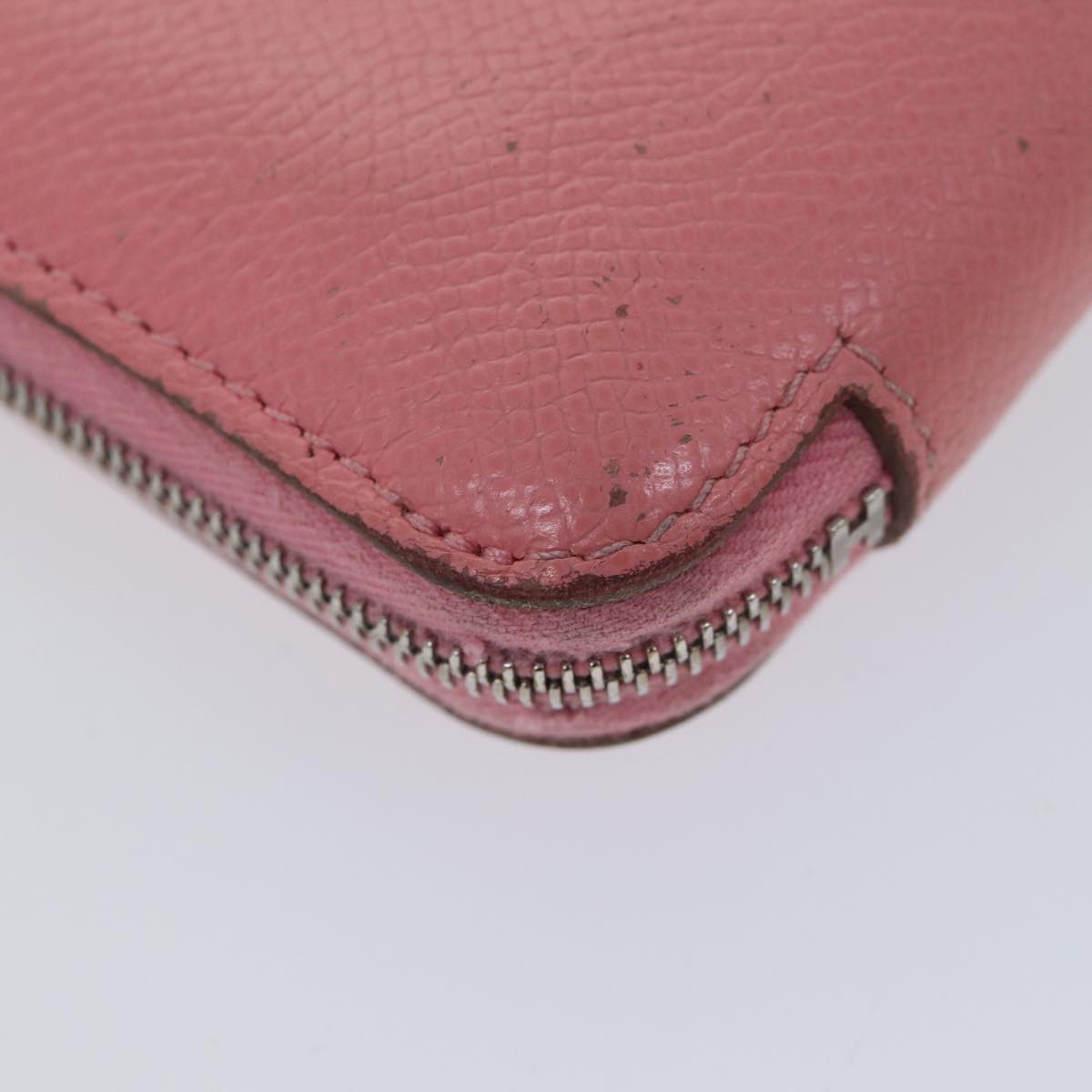 HERMES AzapSilk Incompact Wallet Leather Pink Auth bs13335